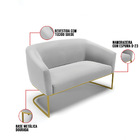 Sofá Namoradeira E Poltrona Industrial Dourado Stella Suede D