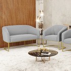 Sofá Namoradeira E Poltrona Industrial Dourado Stella Suede D