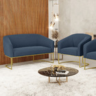 Sofá Namoradeira E Poltrona Industrial Dourado Stella Suede D