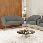 Sofá Namoradeira E Poltrona Industrial Dourado Stella Suede D