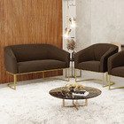 Sofá Namoradeira E Poltrona Industrial Dourado Stella Suede D