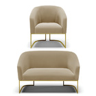 Sofá Namoradeira E Poltrona Industrial Dourado Stella Suede D