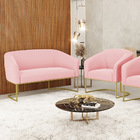 Sofá Namoradeira E Poltrona Industrial Dourado Stella Suede R