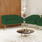 Sofá Namoradeira E Poltrona Industrial Dourado Stella Veludo