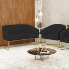 Sofá Namoradeira E Poltrona Industrial Dourado Stella Veludo