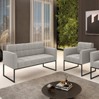 Sofá Namoradeira E Poltrona Industrial Preto Elisa Bouclê Cin