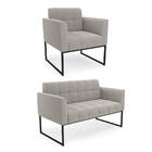 Sofá Namoradeira E Poltrona Industrial Preto Elisa Bouclê D03