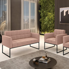 Sofá Namoradeira E Poltrona Industrial Preto Elisa Bouclê D03