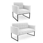 Sofá Namoradeira E Poltrona Industrial Preto Elisa Bouclê D03