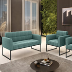 Sofá Namoradeira E Poltrona Industrial Preto Elisa Bouclê Vd