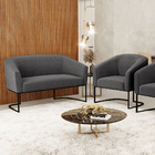 Sofá Namoradeira E Poltrona Industrial Preto Stella Bouclê D0