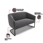 Sofá Namoradeira E Poltrona Industrial Preto Stella Bouclê D0