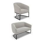 Sofá Namoradeira E Poltrona Industrial Preto Stella Bouclê D0