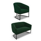 Sofá Namoradeira E Poltrona Industrial Preto Stella Bouclê D0