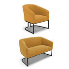 Sofá Namoradeira E Poltrona Industrial Preto Stella Bouclê D0