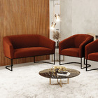 Sofá Namoradeira E Poltrona Industrial Preto Stella Bouclê Te