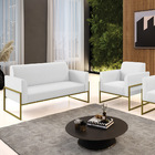 Sofá Namoradeira E Poltrona Marisa Industrial Alta Dourada Si