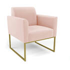 Sofá Namoradeira E Poltrona Marisa Industrial Dourado Veludo