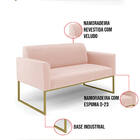 Sofá Namoradeira E Poltrona Marisa Industrial Dourado Veludo