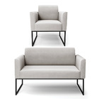 Sofá Namoradeira E Poltrona Marisa Industrial Preto Veludo D0