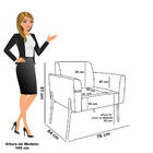 Sofá Namoradeira E Poltrona Marisa Pé Aço Preto Sintético D03