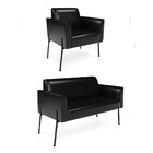 Sofá Namoradeira E Poltrona Marisa Pé Aço Preto Sintético Pu