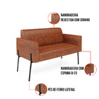 Sofá Namoradeira E Poltrona Marisa Pé Aço Preto Sintético Pu