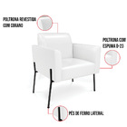 Sofá Namoradeira E Poltrona Marisa Pé Aço Preto Sintético Pu