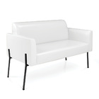 Sofá Namoradeira E Poltrona Marisa Pé Aço Preto Sintético Pu