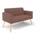 Sofá Namoradeira E Poltrona Marisa Pé Palito Natural Veludo D