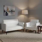 Sofá Namoradeira E Poltrona Marisa Pé Villach Preto Sintético