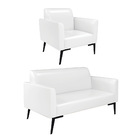 Sofá Namoradeira E Poltrona Marisa Pé Villach Preto Sintético