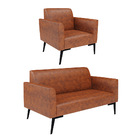 Sofá Namoradeira E Poltrona Marisa Pé Villach Preto Sintético