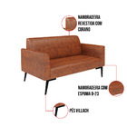 Sofá Namoradeira E Poltrona Marisa Pé Villach Preto Sintético