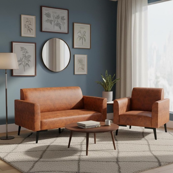 Sofá Namoradeira E Poltrona Marisa Pé Villach Preto Sintético