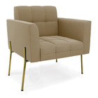 Sofá Namoradeira E Poltrona Pé De Ferro Dourado Elisa Suede D