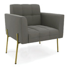 Sofá Namoradeira E Poltrona Pé De Ferro Dourado Elisa Suede D