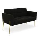 Sofá Namoradeira E Poltrona Pé De Ferro Dourado Elisa Suede D