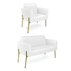 Sofá Namoradeira E Poltrona Pé De Ferro Dourado Marisa Corano