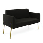 Sofá Namoradeira E Poltrona Pé De Ferro Dourado Marisa Suede