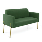 Sofá Namoradeira E Poltrona Pé De Ferro Dourado Marisa Suede