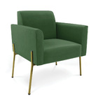 Sofá Namoradeira E Poltrona Pé De Ferro Dourado Marisa Suede