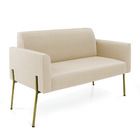 Sofá Namoradeira E Poltrona Pé De Ferro Dourado Marisa Suede