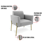 Sofá Namoradeira E Poltrona Pé De Ferro Dourado Marisa Suede