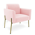 Sofá Namoradeira E Poltrona Pé De Ferro Dourado Marisa Suede