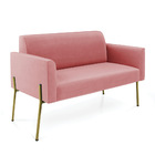 Sofá Namoradeira E Poltrona Pé De Ferro Dourado Marisa Suede