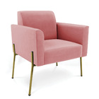 Sofá Namoradeira E Poltrona Pé De Ferro Dourado Marisa Suede