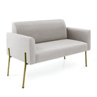 Sofá Namoradeira E Poltrona Pé De Ferro Dourado Salão Marisa