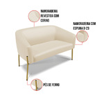 Sofá Namoradeira E Poltrona Pé De Ferro Dourado Stella Corino