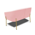 Sofá Namoradeira E Poltrona Pé De Ferro Dourado Stella Suede